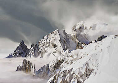 Gruppo del Peuterey, acquerello su carta intelaiata, 67,5x102 cm,2025