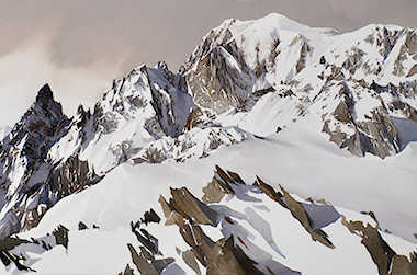 Cresta Peuterey - Acquerello su carta intelaiata, 67,5x102cm - 2025