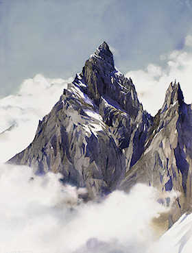 Aiguille Noire, acquerello su carta intelaiata, 77x58,5cm, 2025